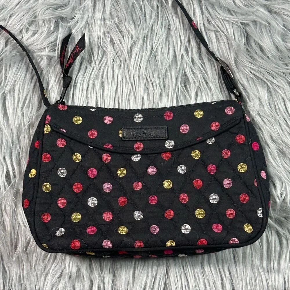 Vera Bradley Black and Red Shoulder Bag with Polka Dot Design